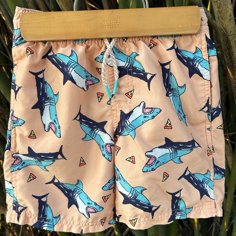 Shark Print Kids Swim Shorts